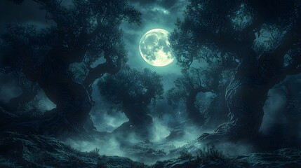 "Haunted Shadows Beneath the Moon"

