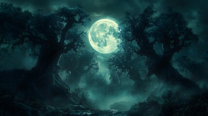 "Misty Darkness in the Spooky Woods"
