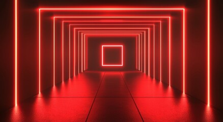 Fototapeta premium The digital cyberspace is a sci-fi concept tunnel, rendered in 3D.