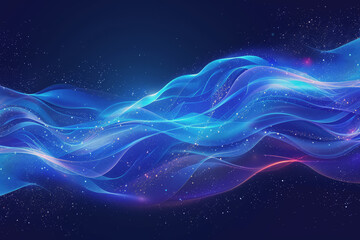 Obraz premium Abstract background of dark blue wavy lines in the form of a high-speed synchronization network.