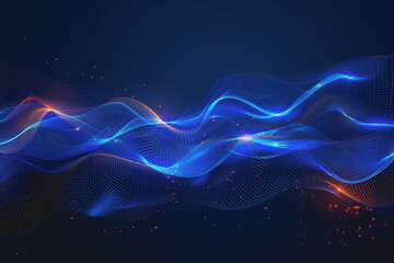Fototapeta premium Abstract background of dark blue wavy lines in the form of a high-speed synchronization network.
