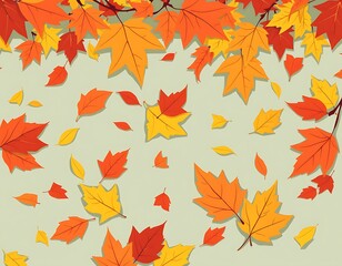 Obraz premium With the arrival of autumn, fallen leaves begin to scatter on the ground. pattern illustration. 