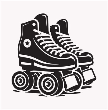 recommend clip art: Roller skates Boot Vector silhouette illustration icon on a white background