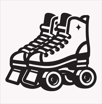 recommend clip art: Roller skates Boot Vector silhouette illustration icon on a white background