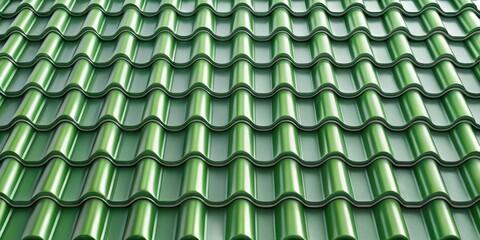 Naklejka premium Green metal roof tile pattern resembling a wave