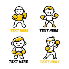 Naklejka premium Set Of Cute Boxer Logo Flat Vector Design 