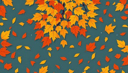 With the arrival of autumn, fallen leaves begin to scatter on the ground. pattern illustration. 