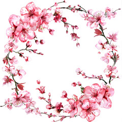Naklejka premium A delicate arrangement of pink cherry blossoms in a circular design for spring decoration