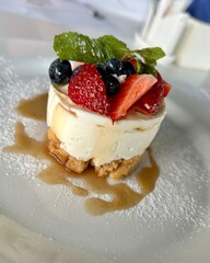 delicious cake dessert of cream cheese with seasonal berries
