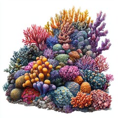 Fototapeta premium Vivid Coral Reef Decline: Digital Artwork Highlighting Global Warming Effects with Striking Ocean Colors