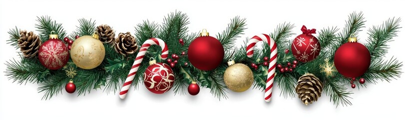 Naklejka premium - Isolated starry Christmas balls and bows on white background.