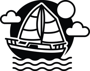 A boat is sailing on the water with a sail