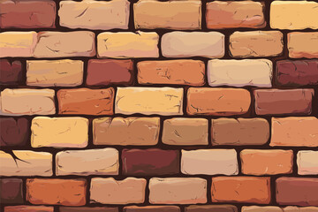 Brick wall background cartoon style vector illustration.