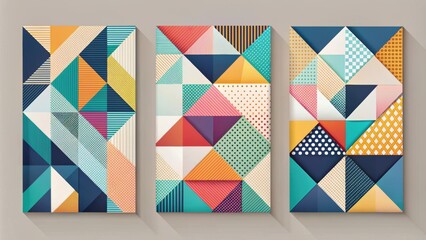 Obraz premium Abstract geometric cover templates with modern design elements , minimalistic, colorful, shapes, trendy, graphic