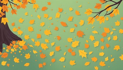 Obraz premium With the arrival of autumn, fallen leaves begin to scatter on the ground. pattern illustration. 