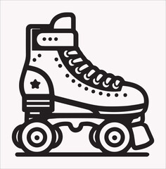 Roller skates Boot Vector silhouette illustration icon on a white background