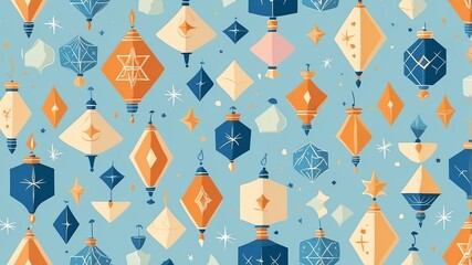 hanukkah dreidels seamless pattern on pastel color background