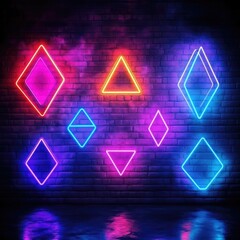Geometric Neon Light Shapes on Dark Background