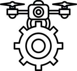 A black and white gear with a drone on top of it