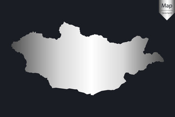 Abstract - High Detailed Silver Map of Mongolia. Vector illustration eps10.	

