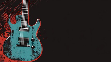 Electric guitar with grunge effect on dark background.