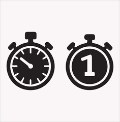 Stopwatch icon vector silhouette on a white background