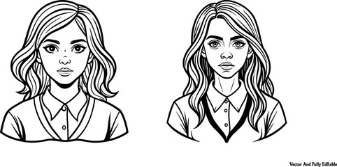 Woman Vector Line Art, Clip Art & Silhouette Designs