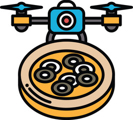 A drone is hovering over a plate of food