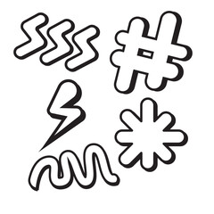 abstract assorted kids empty random shapes emblems and labels set design elements on black background