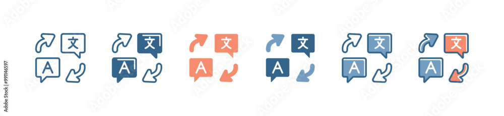 Aufkleber simple bubble chat language translation icon set global communication translate business service sig