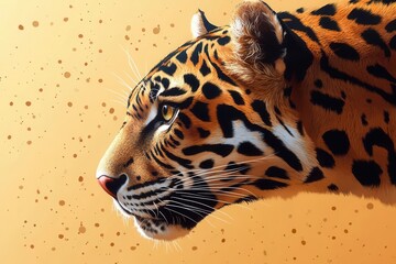 Naklejka premium Majestic tiger portrait against a vibrant orange background.