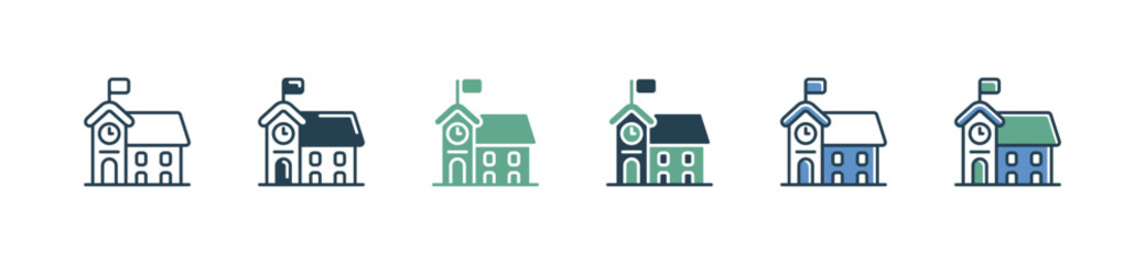 simple school building icon vector education academy architecture signs illustration
