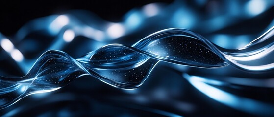 A blue wave with white dots in the middle