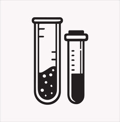 Test tube different style Vector silhouette illustration icon on a white background