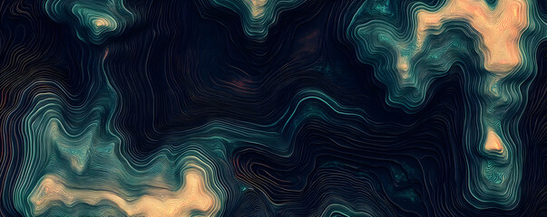 Realistic Topographic Map with Contour Line View - Digital Landscape