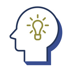 Idea. A light bulb in the head. Electric lamp, electricity.