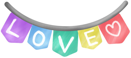 minimal rainbow flag with word LOVE