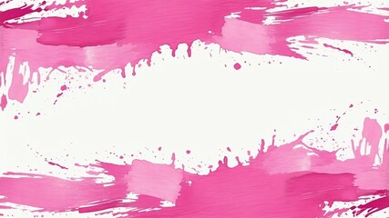 pink brush stokes border frame on white background