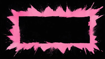 pink brush stokes border frame on black background