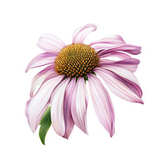 Obraz premium Pink Echinacea Flower with Yellow Center Isolated on White Background