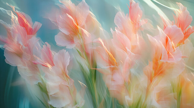 Background with beautiful blooming flowers, motion blur effect	