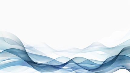 Abstract Blue Waves on White Background