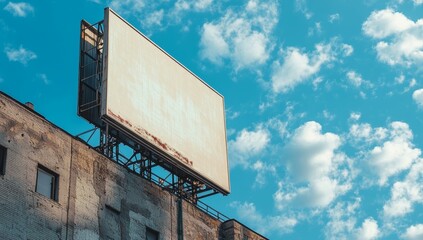 Blank Billboard Against a Blue Sky with Clouds