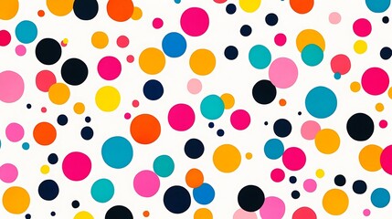 Fototapeta premium A vibrant pattern featuring colorful circles on a white background, creating a lively and playful design.