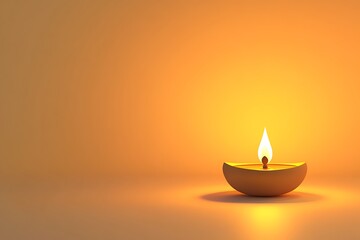 Fototapeta premium Minimalist Diwali background with a simple Diya and a soft glow on a dark background