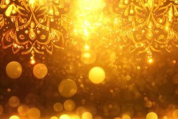 Glamorous Diwali background with shimmering gold patterns and sparkling lights