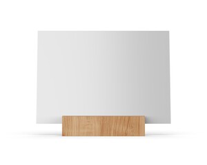 Blank table talkers promotional upright menu table tent top sign holder table menu and qr card display stand picture frame for mock up and template design. 3d render illustration.