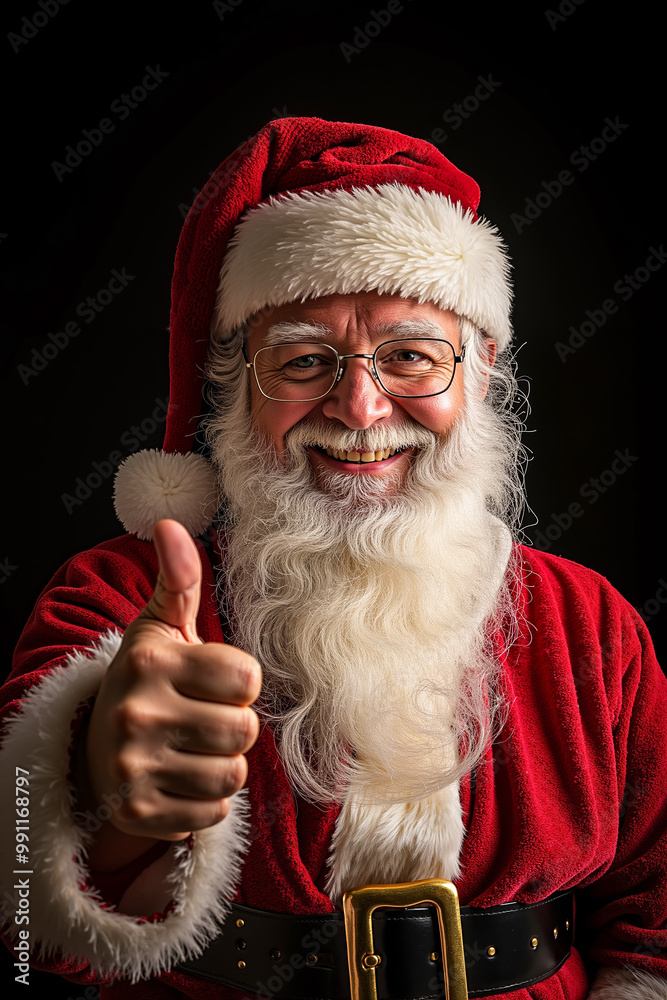 Poster A man dressed as Santa Claus giving a thumbs up