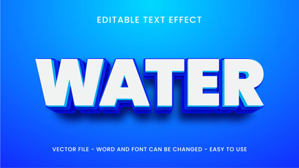 Editable text effect water in 3d style