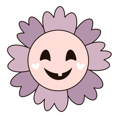 Retro Halloween flower clipart. Groovy Halloween flowers. Hand drawn vector illustration in flat style